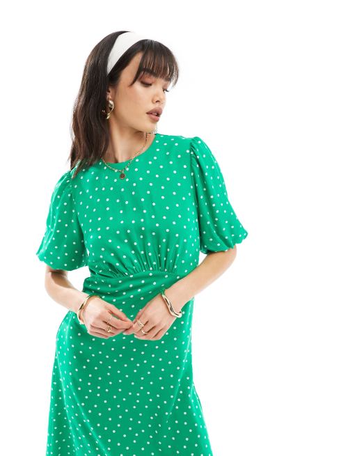 Nobody's Child – Tallulah – Midikleid in gepunktetem Grün