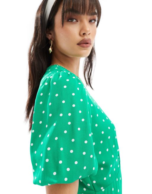 Nobody's Child – Tallulah – Midikleid in gepunktetem Grün, 3 von 4