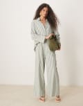 [Nobody's Child] Nobody's Child Tamar linen look shirt in beige stripe (part of a set)-Neutral 16 Beige
