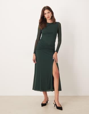 Nobody's Child - Tammy - Gerafftes, drapiertes Midaxi-Kleid in Dunkelgrün