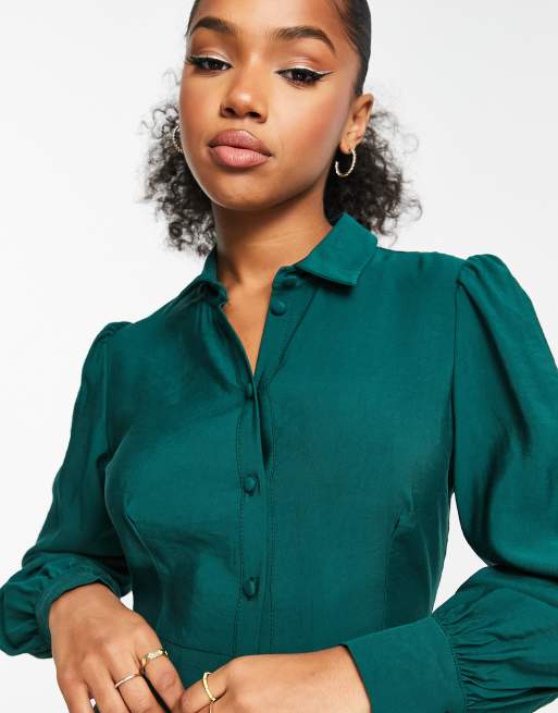 Nobody s Child Tatianna midi shirt dress in emerald green