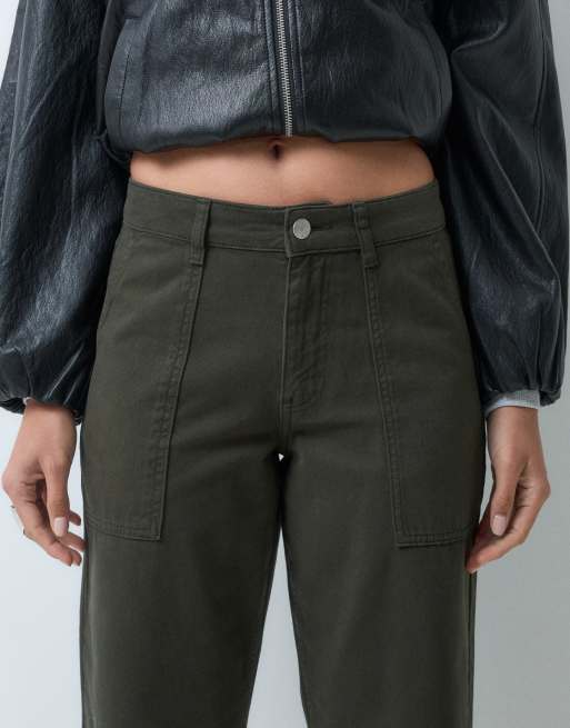 Nobody's Child Thea utility regular fit pocket detail jean in khaki, 3 of 5