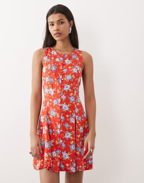 Nobody's Child tie back skater mini dress in red floral - view 1