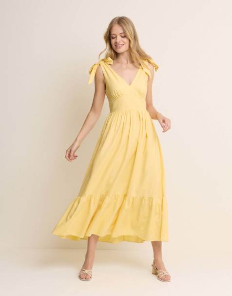 Nobody's Child Tiered coen midi dress in yellow - view 1