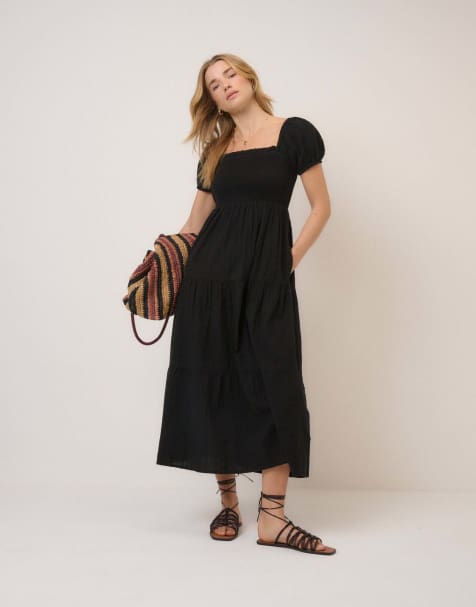Nobody's Child Tiered everly midi dress in black - view 1
