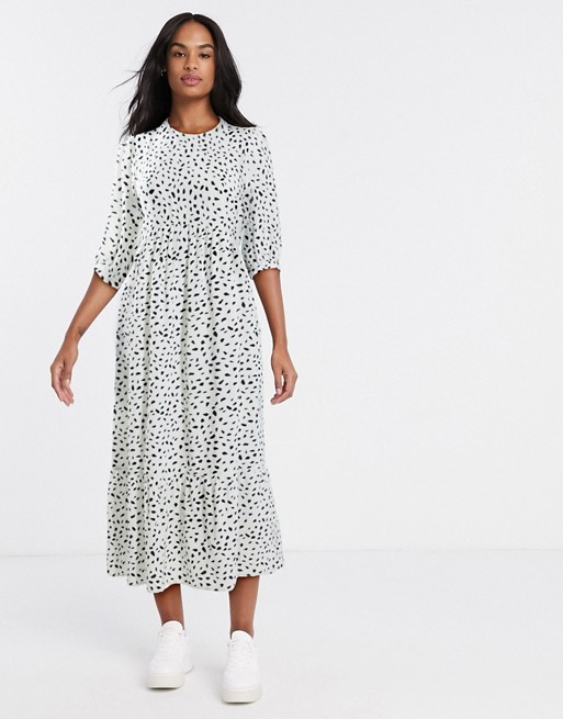 Nobody's Child tiered maxi smock dress in scattered spot
