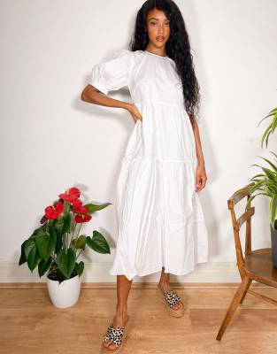 tiered midi smock dress