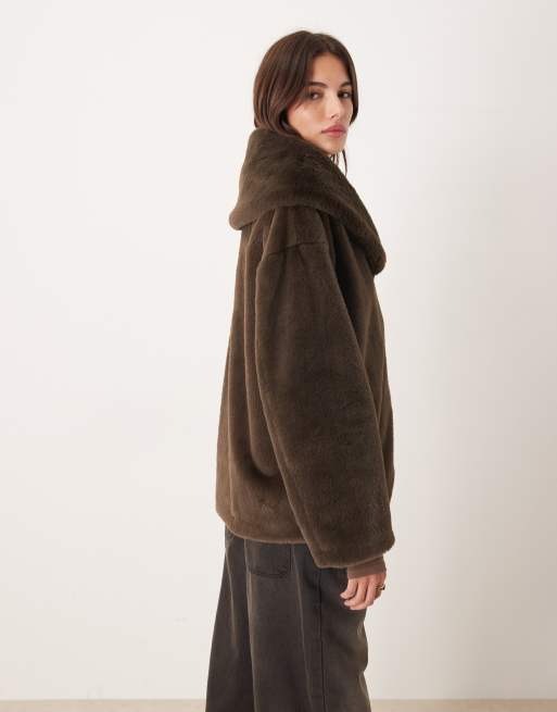 Nobody's Child Tinsley faux fur coat in brown, 4 of 4