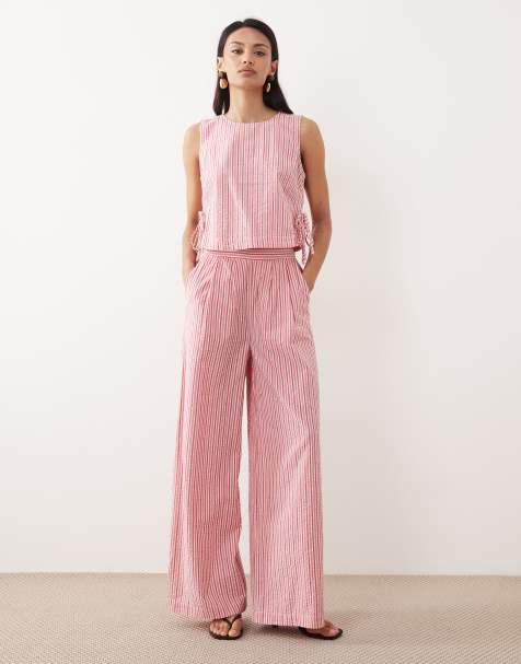 Nobody's Child top & trouser co-ord in pink stripe - view 1