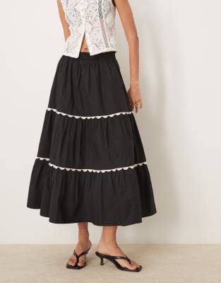 NOBODY'S CHILD TOPSIE TIERED MIDAXI SKIRT 