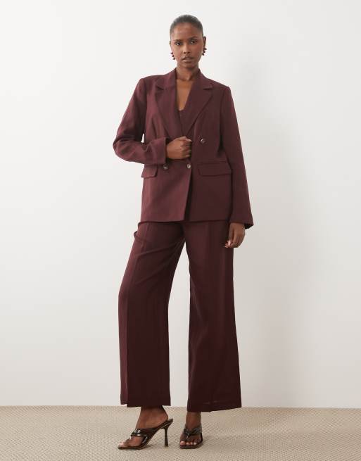 Nobody's Child - Torrent - Conjunto color ciruela de pantalones de pernera ancha y americana con doble botonadura