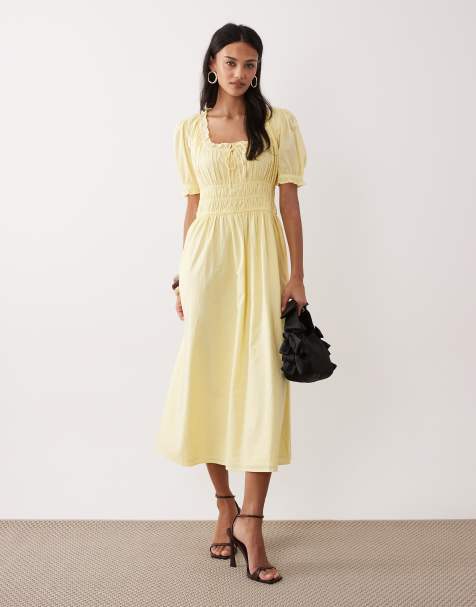 Nobody's Child Tula midi dress in lemon yellow - view 1