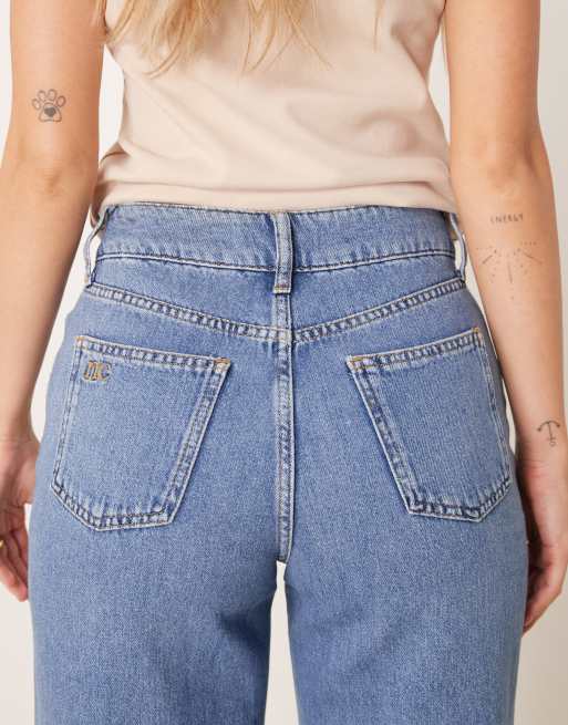 Nobody's Child turn up wide leg jeans in mid wash denim | ASOS