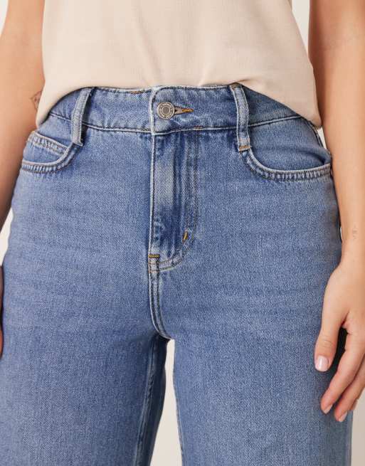 【YOURNUS】Opal Side Washing Wide Denim ☀️ Women's Mid-Rise Super Wide Leg Jeans - Universal
