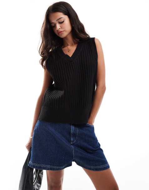Nobody's Child v neck knitted vest In black - view 1