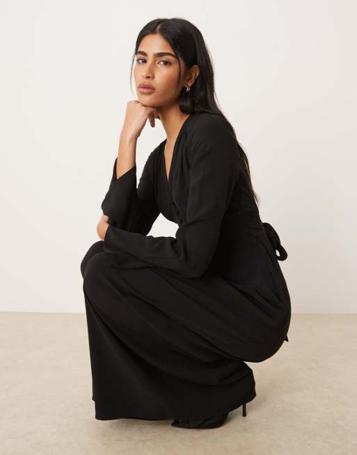 Nobody's Child Valencia v-neck button front pleated leg jumpsuit in black, 4 of 4
