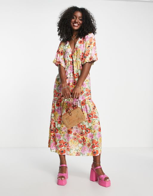 Nobody s Child Valentine Midi jurk met print van gemixte klaprozen