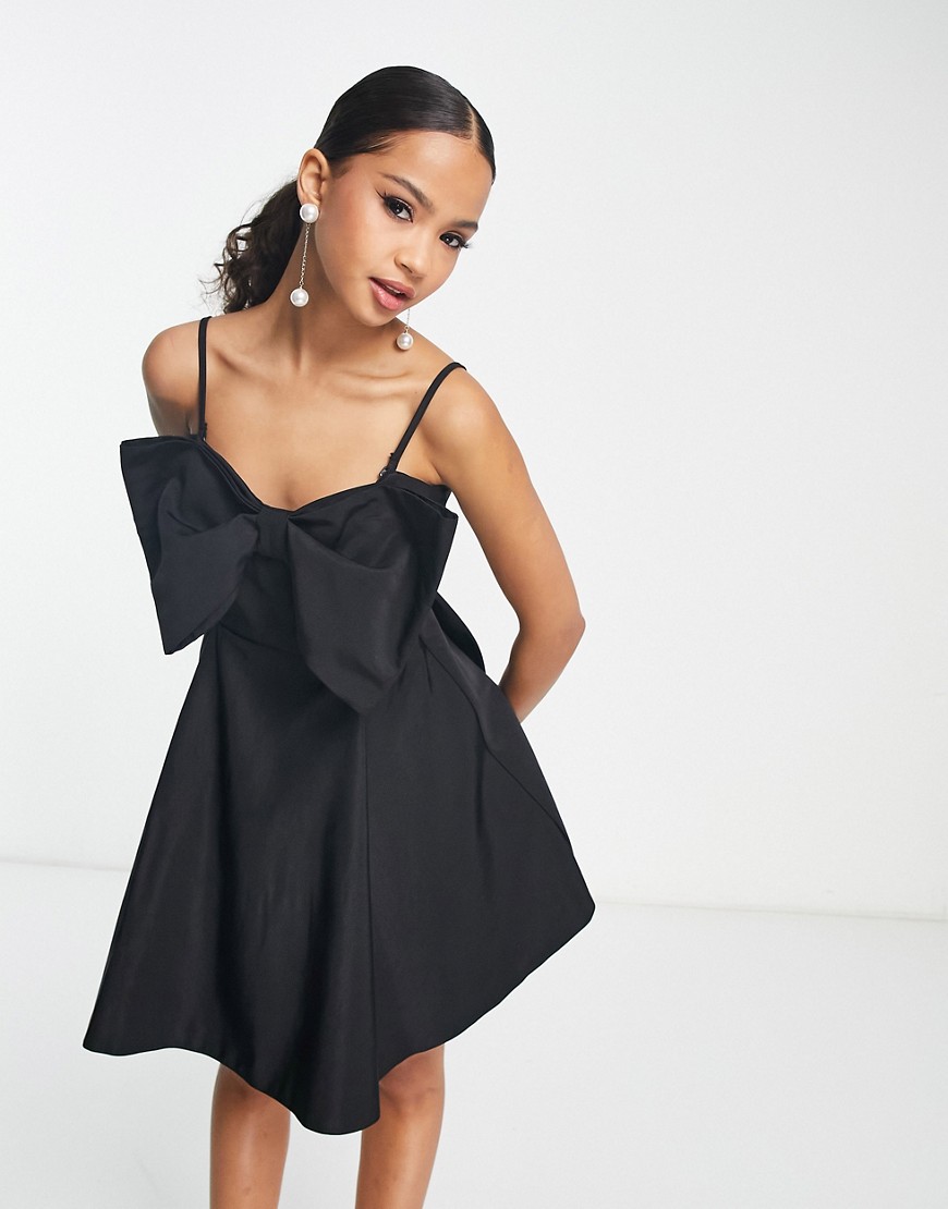 Nobody's Child Valerie bow front structured mini dress in black