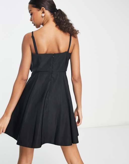 Nobody's Child Valerie bow front structured mini dress in black | ASOS