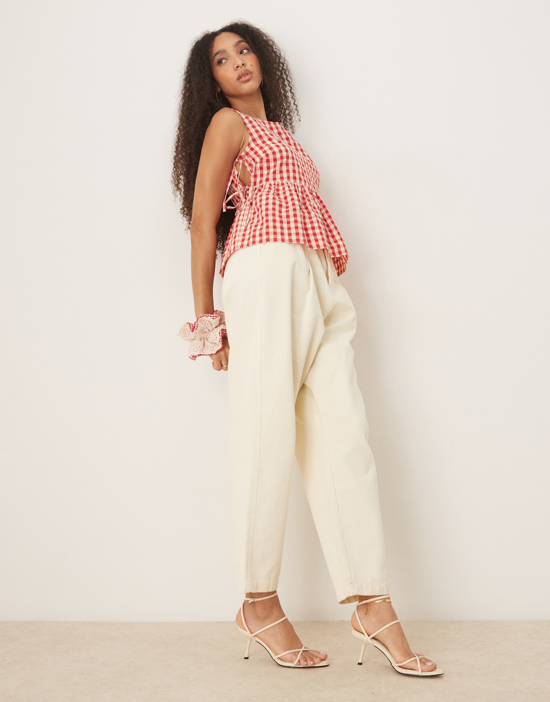 nobody's child valerie tie side top in red gingham
