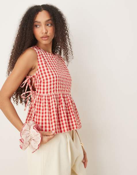 Nobody's Child - Valerie - Top noué sur les côtés à carreaux vichy - Rouge - view 1