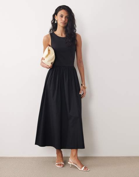 Nobody's Child – Vera – Ärmelloses Midikleid in Schwarz mit geraffter Taille - view 1