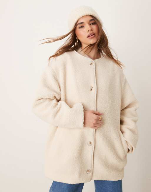 Nobody's Child - Veste ras de cou en imitation peau de mouton - Crème, 2 de 4