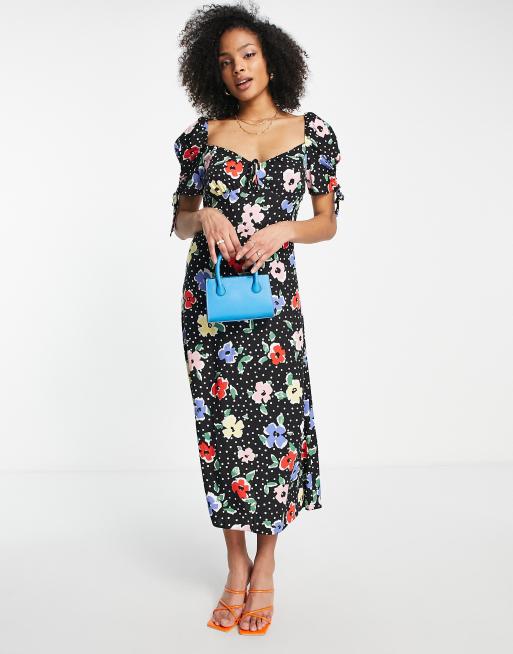 Nobody's Child - Vestito lungo a pois e a fiori con maniche a sbuffo