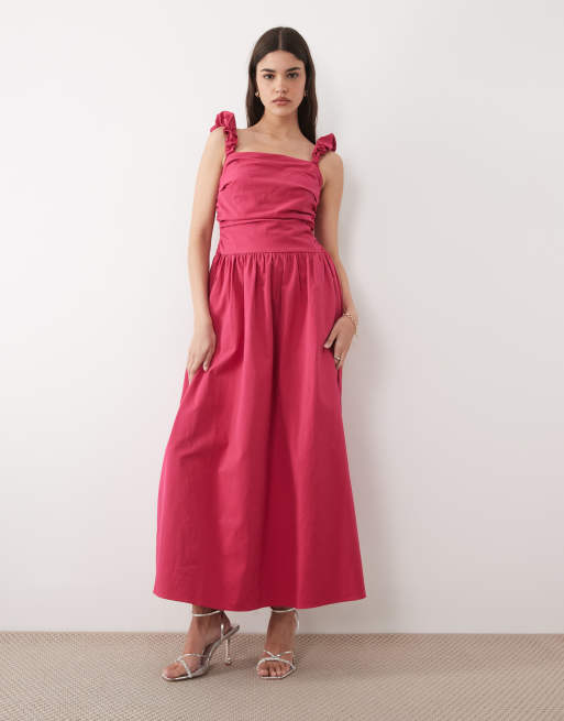 bridesmaid dresses victoria Pleated Bodice V Neck Chiffon Dress With Bowknot Plus Size  DUNTERY