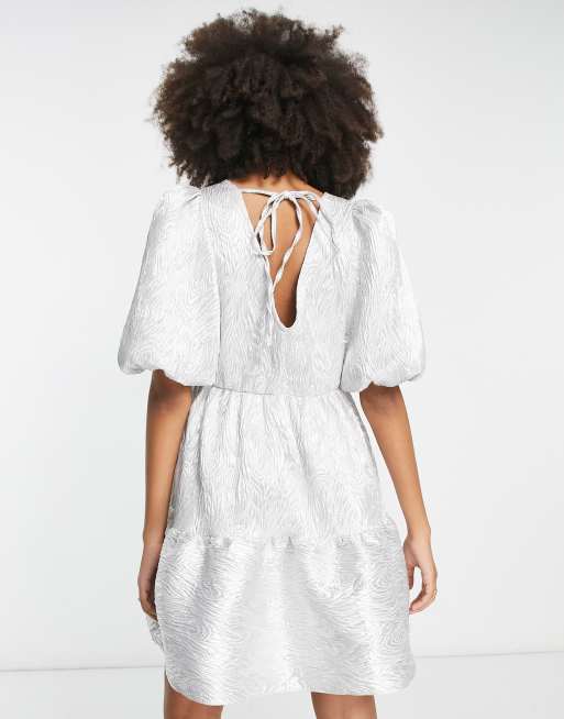 Nobody's Child Vienna metallic tiered mini dress in silver , 2 of 4