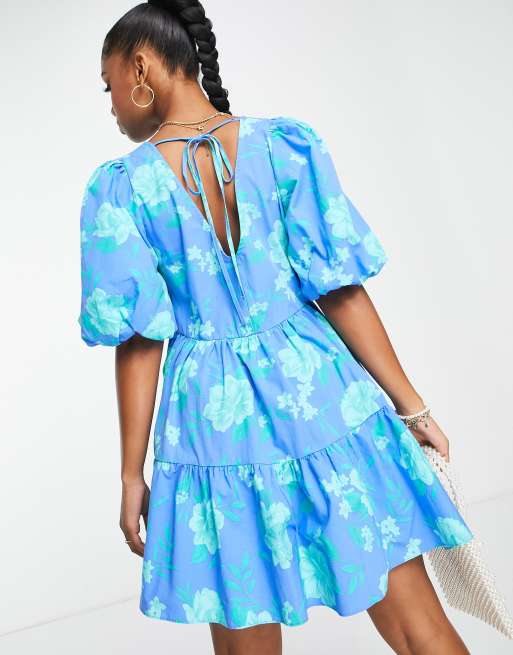 Nobody's Child - Vienna - Robe courte à manches bouffantes - Bleu, 4 de 4