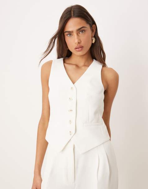 Nobody's Child Vinnie crepe tailored vest in white - part of a set - view 1