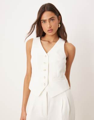 Nobody's Child Vinnie crepe tailored waistcoat in white (part of a set) - view 1