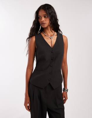 Nobody's Child Vinnie Tailored Vest In Black