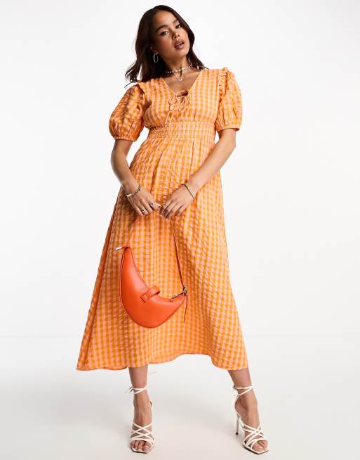 Orange gingham sale dress