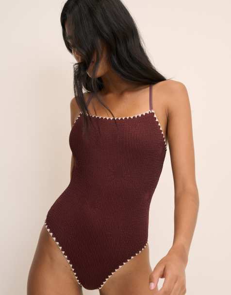 Nobody's Child Whipstitch swimsuit in brown - view 1