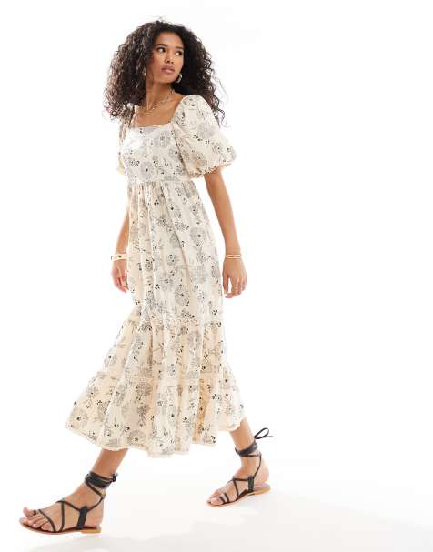 Nobody's Child Whitley midaxi dress in cream floral - view 1