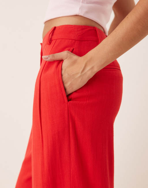Nobody's Child wide leg linen Pallazzo pants in red, 3 of 5