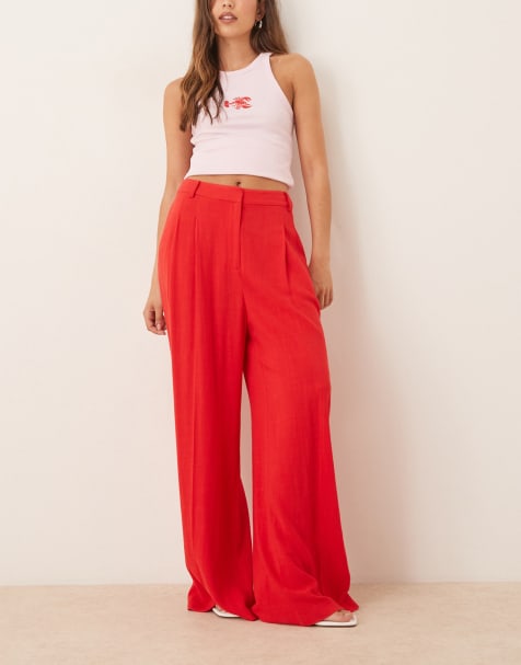 Nobody's Child wide leg linen Pallazzo trouser in red