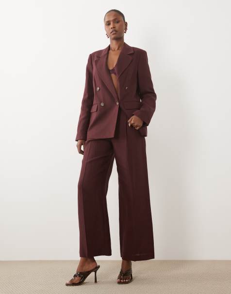 Nobody's Child wide-leg pantalon co-ord in diep pruim - view 1