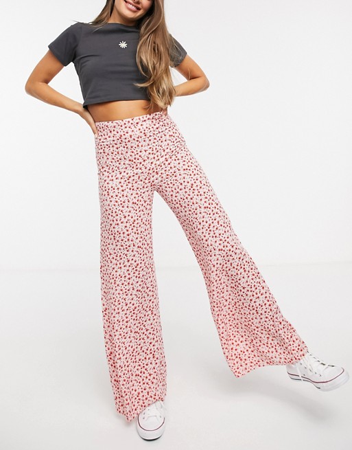 Nobody's Child wide leg trousers in ditsy rose print