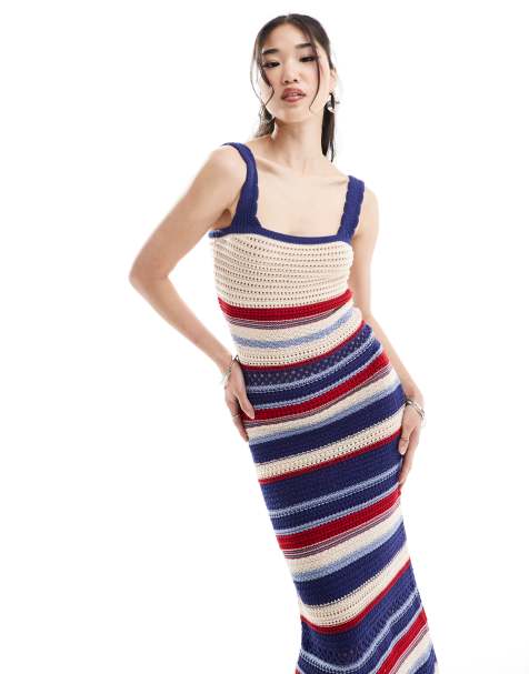 Nobody's Child wide neck midi dress in stripe - view 1