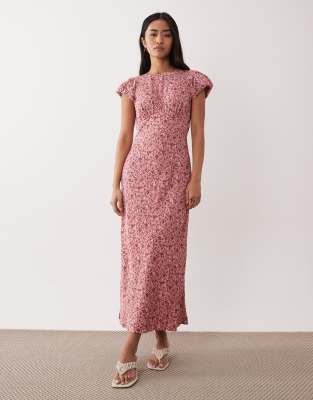 Nobody's Child - Willow - Robe mi-longue avec mancherons à petites fleurs - Rose