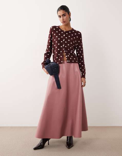 Nobody's Child Willow wool blend cardigan in red polka dots - view 1