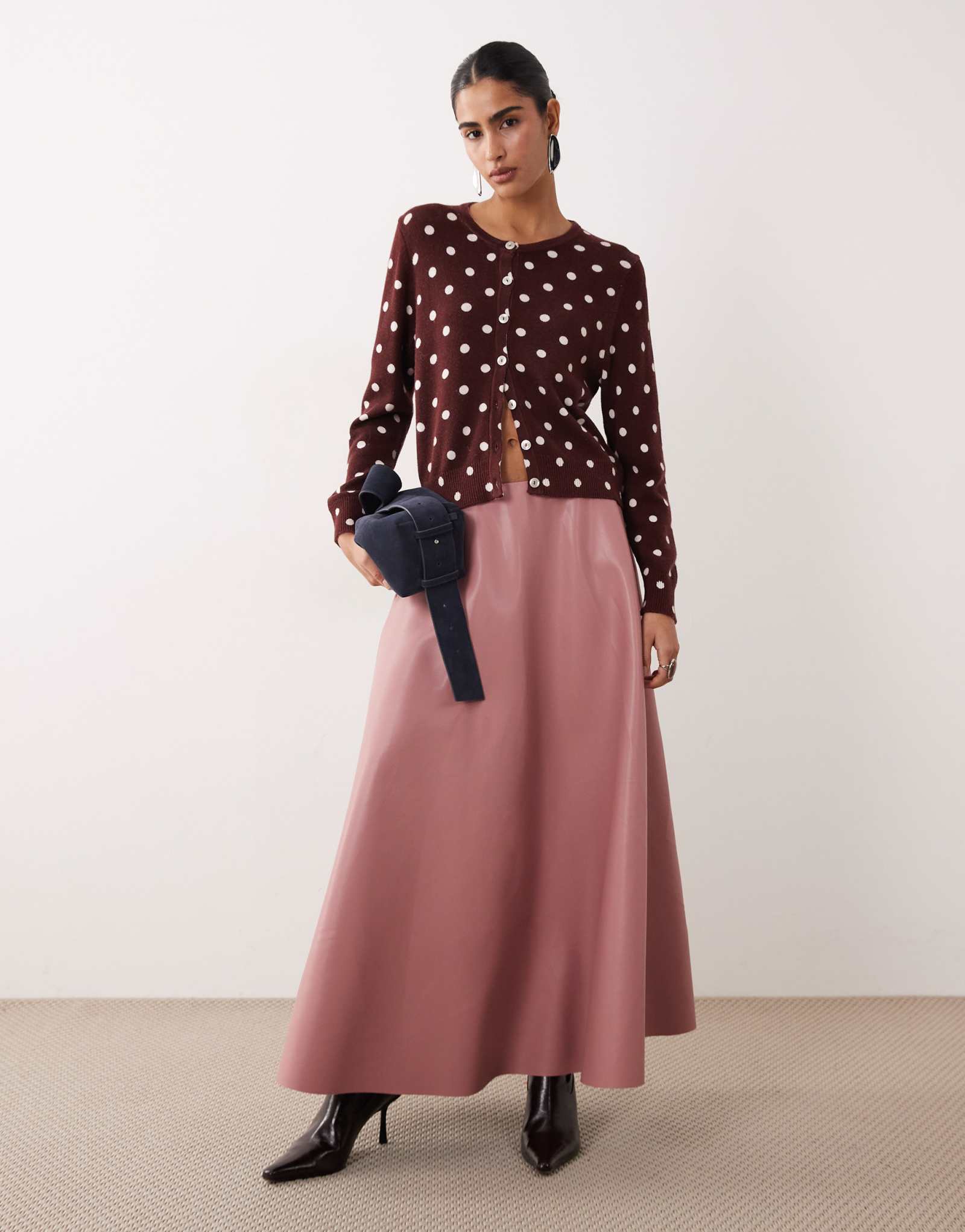 Кардиган из полушерстяной ткани Nobody's Child Willow в красный горошек