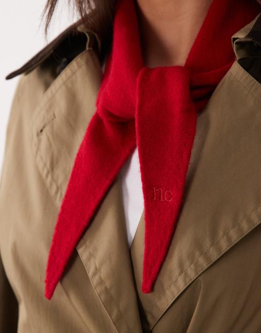   Nobody's Child wool blend knitted neckerchief scarf in red, 2 of 3