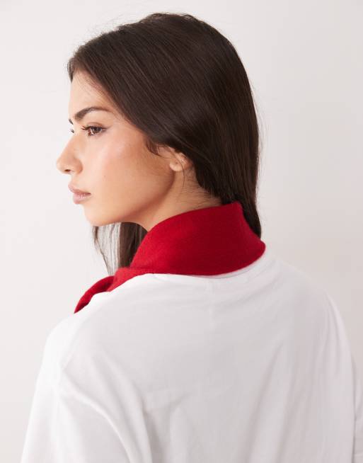   Nobody's Child wool blend knitted neckerchief scarf in red, 3 of 3