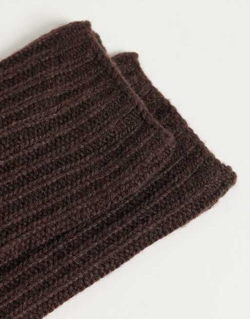Nobody's Child wool blend longline gloves in chocolate, 2 of 3