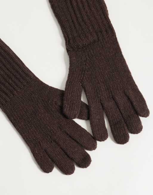 Nobody's Child wool blend longline gloves in chocolate, 3 of 3