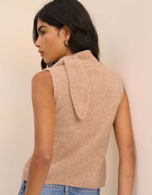 Nobody's Child Wool-rich neck tie vest in brown, 2 of 5
